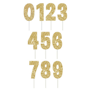 Gold Glitter Number Cake Topper | Gold Cake Decorations