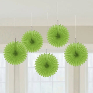Kiwi Green Mini Hanging Fans - Pack of 5 | Green Party Theme & Supplies | Amscan