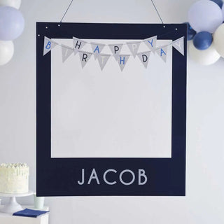 Ginger Ray | Customisable Blue Happy Birthday Photobooth Frame | Blue Party Supplies NZ