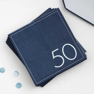 Ginger Ray | Navy 50th Birthday Napkins | 50th Birthday Party Supplies NZ