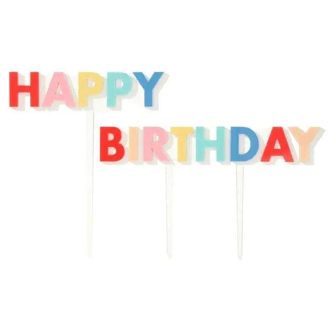Meri Meri Happy Birthday Acrylic Cake Topper Set NZ – Build a Birthday NZ