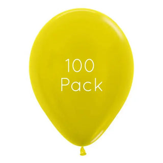 Sempertex | Metallic Yellow Balloons 100 Pkt | Yellow Party Supplies NZ