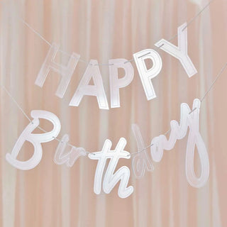 Ginger Ray | Acrylic Happy Birthday Banner | White Party Supplies NZ