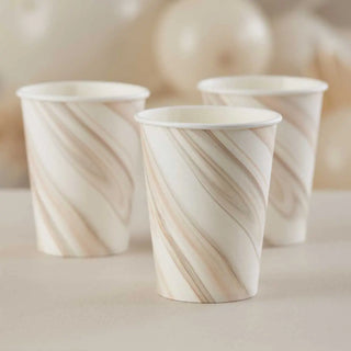 Ginger Ray | Natural Marble Cups | Neutral Party Supplies NZ