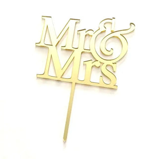 Mr & Mrs Gold Mirror Cake Topper | Wedding Cake Decorations NZ