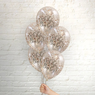 Pop Balloons | Rose Gold Confetti Balloons | Baby Shower Supplies NZ