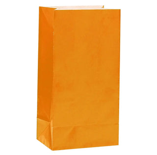Unique | Large orange treat bags 26cm x 14cm pack of 12 | fox party supplies
