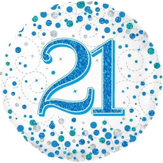 Oaktree | Sparkling Blue Fizz 21st Foil Balloon | 21st Birthday