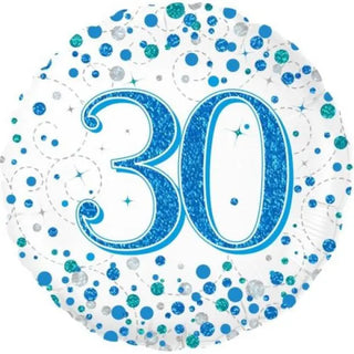 Oaktree | Sparkling Blue Fizz 30th Foil Balloon | 30th Birthday