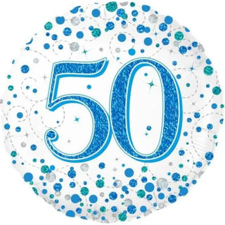 Oaktree | Sparkling Blue Fizz 50th Foil Balloon | 50th Birthday