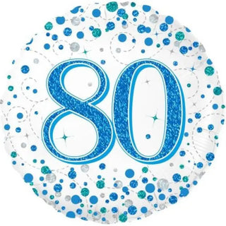 Oaktree | Sparkling Blue Fizz 80th Foil Balloon | 80th Birthday