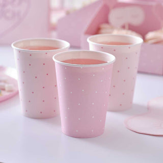 Ginger Ray | Pink Polka Dot Paper Cups | Pink Party Supplies NZ