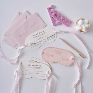 Ginger Ray | Eye Mask Shaped Pamper Party Invitations | Slumber Party Supplies NZ
