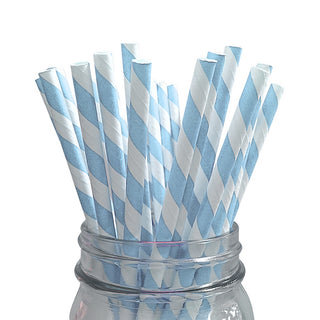Blue Stripe Straws | Paper Straws | Pastel Blue Party 