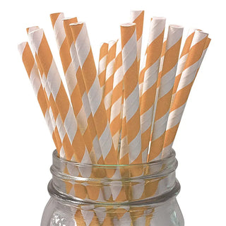 Amscan | peach striped straws | Peach party supplies NZ