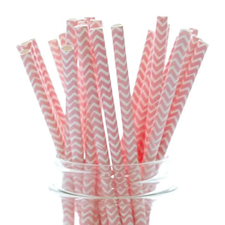 Pink Chevron Paper Straws | Pink Party Supplies NZ