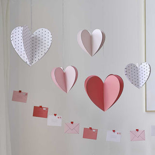 Ginger Ray | 3D Hanging Heart Decorations | Valentines Day Decorations NZ