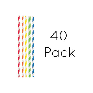 Rainbow Striped Paper Straws | Rainbow Party Supplies NZ