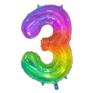Giant Rainbow Number 3 Balloon | Rainbow Party Supplies