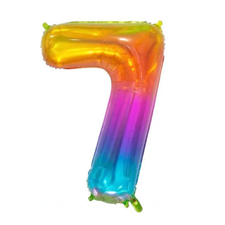 Giant Rainbow Number 7 Balloon | Rainbow Party Supplies