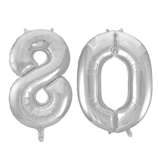 Meteor | Giant silver 80 balloon | 80th party supplies