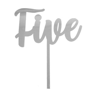 GoBake | acrylic silver five cake topper | fifth birthday party supplies