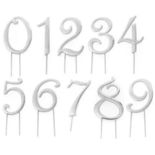 Silver Metal Number Cake Toppers | Silver Cake Decorations