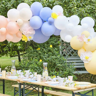Ginger Ray | Pastel Balloon Arch With Tissue Paper Flowers | Garden Party Supplies NZ