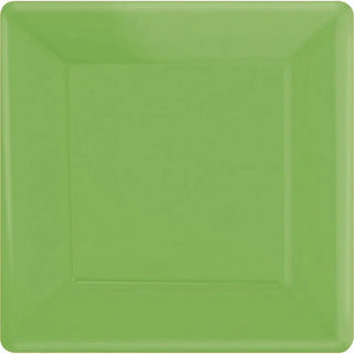 Amscan | Kiwi green square plates lunch size | Minecraft party supplies