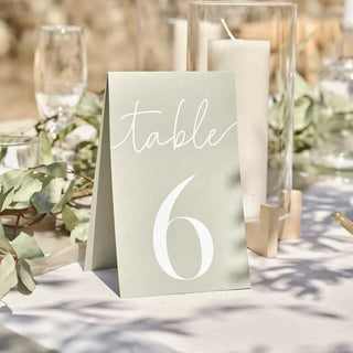 Ginger Ray | Sage Card Wedding Table Numbers | Wedding Supplies NZ