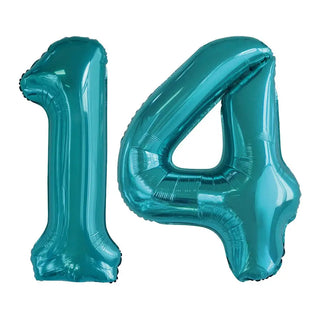 Meteor | giant number 14 foil balloon teal | 14th party supplies