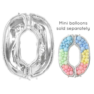 Silver Foil Inflatable Balloon Frame Number 0 | 0 Foil Balloon | Silver Balloon Frame