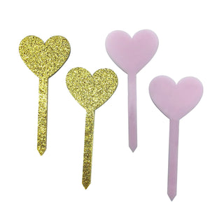 Sweetheart Pink & Gold Heart Cupcake Toppers | Pink & Gold Heart Cupcake Toppers | Heart Cupcake Toppers | NZ Party Supplies |