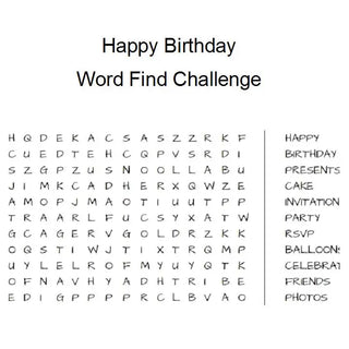 Happy Birthday Word Find Challenge Edible Cake Image