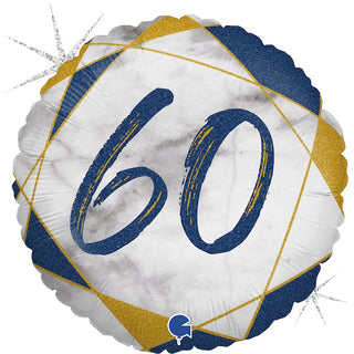 Blue & Gold Marble 60 Foil Balloon
