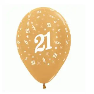 Metallic Gold 21st Birthday Balloon