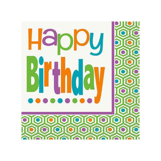 Citrus Dot Happy Birthday Napkins - Lunch 16 Pkt