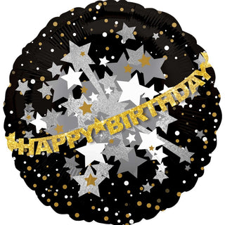 Happy Birthday Sparkle Banner Foil Balloon