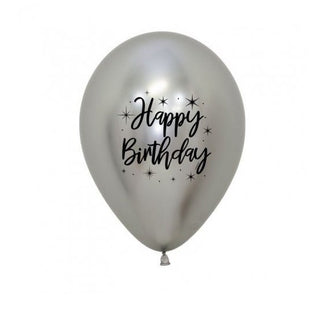 Sempetex | Happy Birthday Radiant Reflex Silver Balloon - 6 Pkt | Silver Happy Birthday Balloons