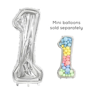 Silver Foil Inflatable Balloon Frame Number 1 | 1 Foil Balloon | Silver Balloon Frame