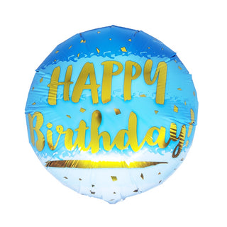 Blue & Gold Happy Birthday Foil Balloon