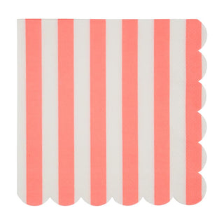 Meri Meri Coral Stripe Napkins - Lunch 20 Pkt