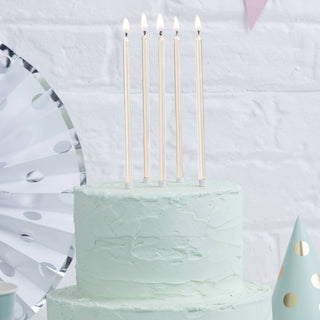 Pearl White Candles - Tall