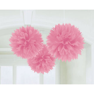 Pink Tissue Pom Pom Decorations - 3 Pkt