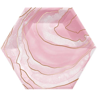 Rosé All Day Geode Design Plates - Lunch 8 Pkt