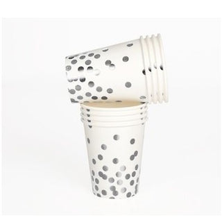 Silver Confetti Cups | Silver Cups | Confetti Cups | NZ Party Supplies |