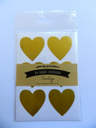 Gold Heart Stickers | Gold Stickers | Heart Stickers | NZ Party Supplies |