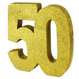 Foam Glitter Number 50 Gold Centrepiece | 50th Birthday Party Decorations NZ