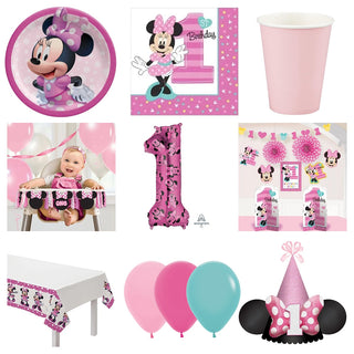 Deluxe Minnie Mouse 1st Birthday Party Pack | Minnie Mouse 1st Birthday Party Supplies NZ