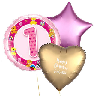 Pink 1st Birthday Bear Foil Balloon Bouquet | 1st Birthday Party Supplies NZ
